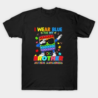 Poplt Dab I Wear Blue For My Brother Puzzle Autism Awareness T-Shirt